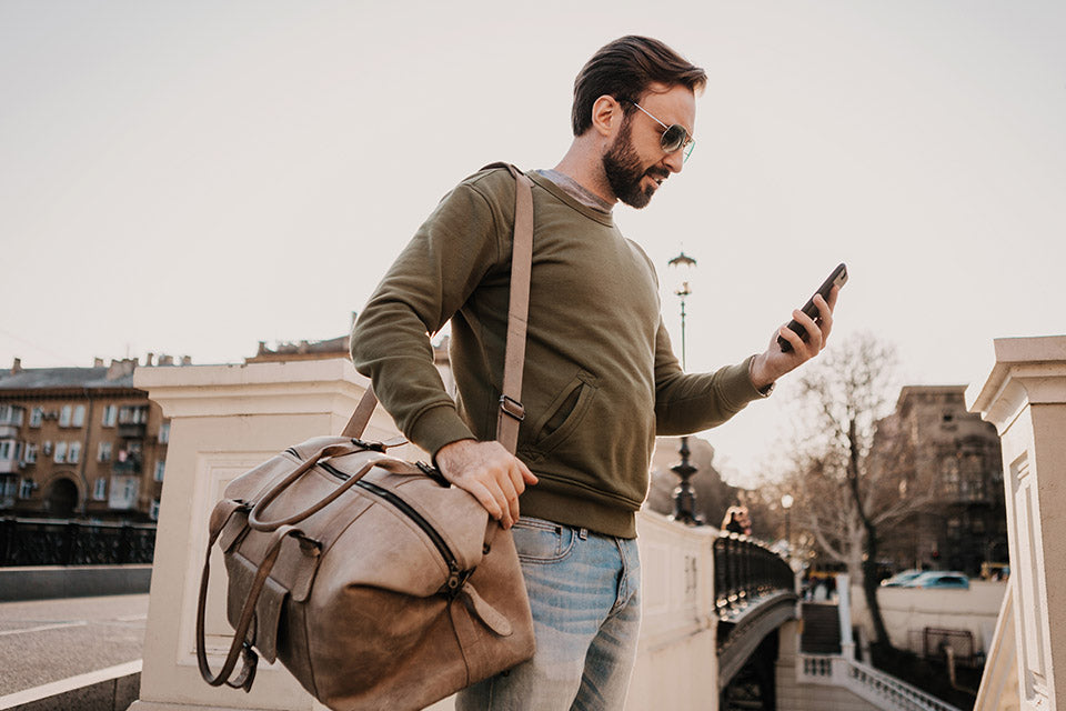 bags for travel men Men's & Women's Brown Leather Weekender Luggage Bag quality canvas fabric Men's Travel Bags (Leather &