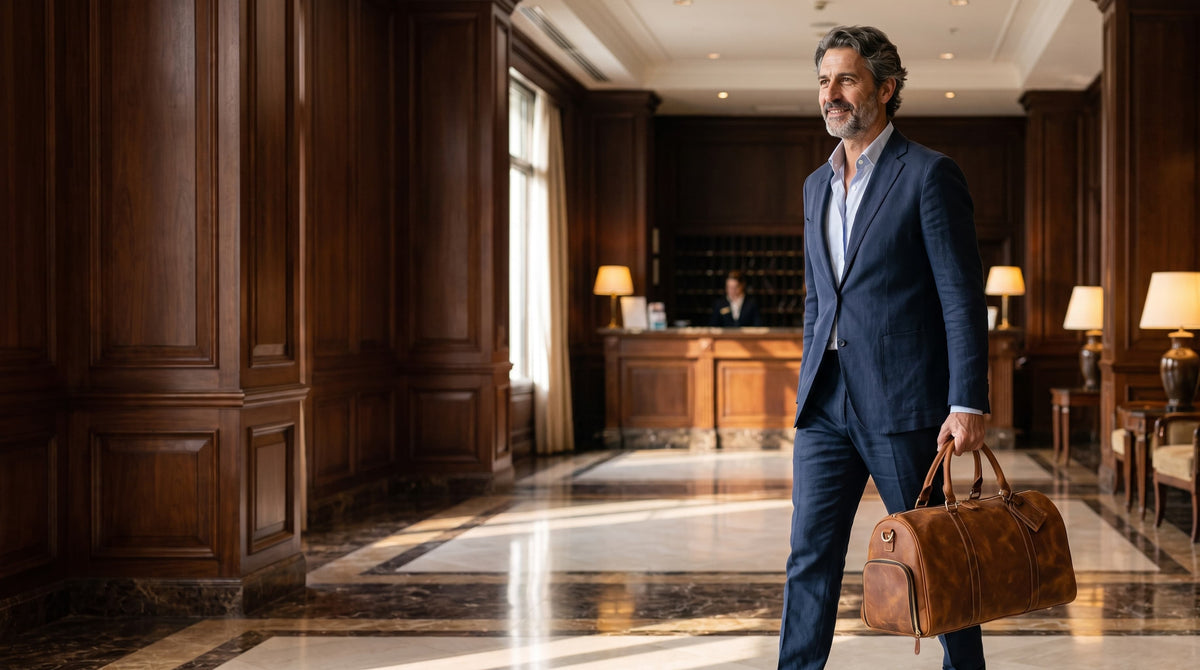 Sac de voyage cabine en cuir & porte-costume pour homme